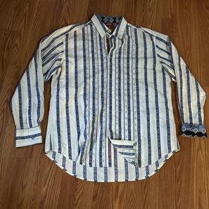 Robert Graham Vintage Rare Western Aztec Stripe Pattern Button Down Top Retro